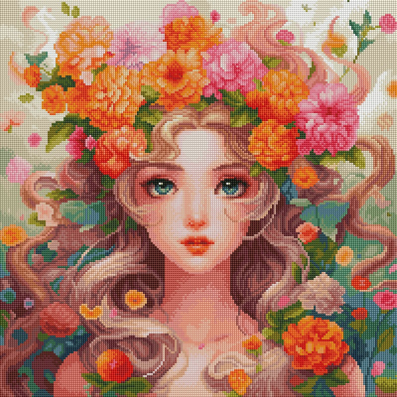 ZAiX-036 Flower Girl Premium Kit Diamond Painting