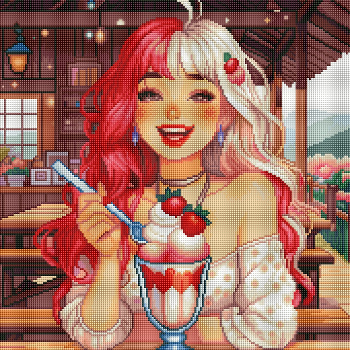 ZAiX-037 Strawberry Girl Premium Kit Diamond Painting