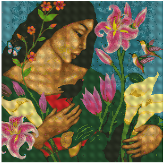 ZAi-1051 Girl with FLowers Diamond Painting