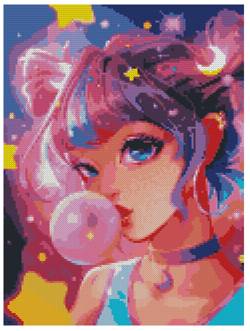 ZAi-1522 Bubble Gum Girl Diamond Painting