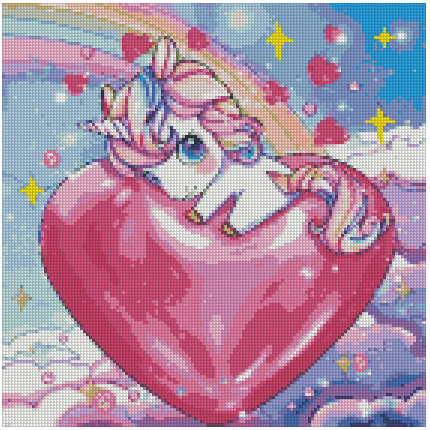 ZAi-2010 Heart and Unicorn Diamond Painting