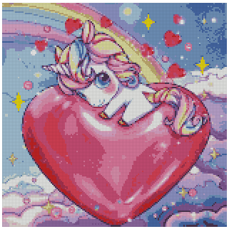 ZAi-2011 Heart and Unicorn Diamond Painting