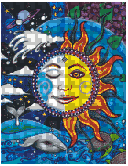 ZAi-419 Sun, Moon & Earth Diamond Painting